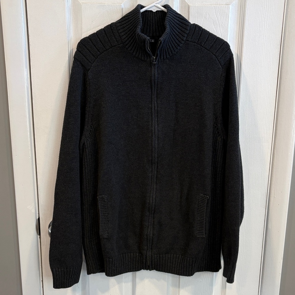 Apt. 9 Men's Charcoal Zip-Up Sweater Size XXL